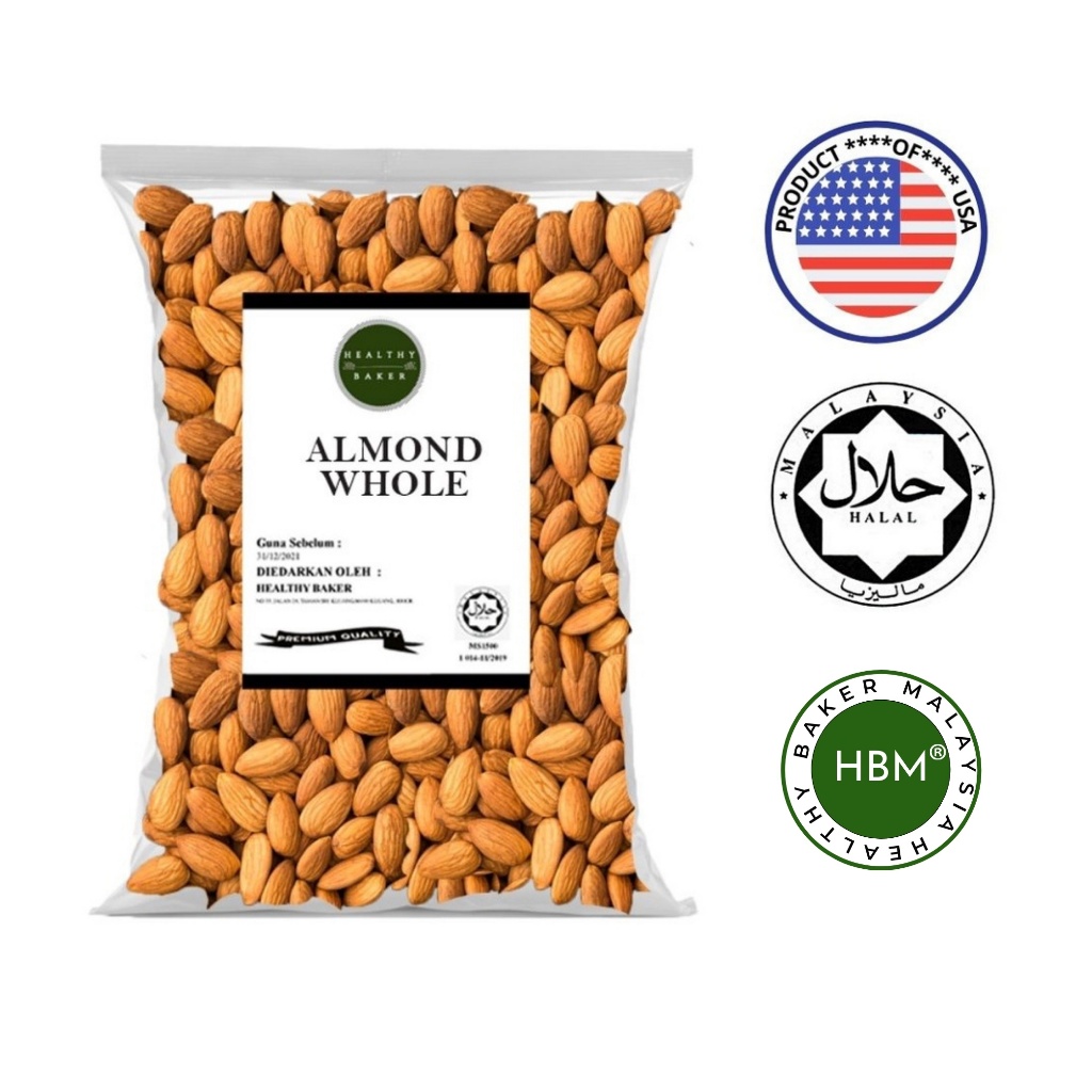 (HALAL) Almond Whole Raw / Healthy Baker / Imported USA / Baking Need ...