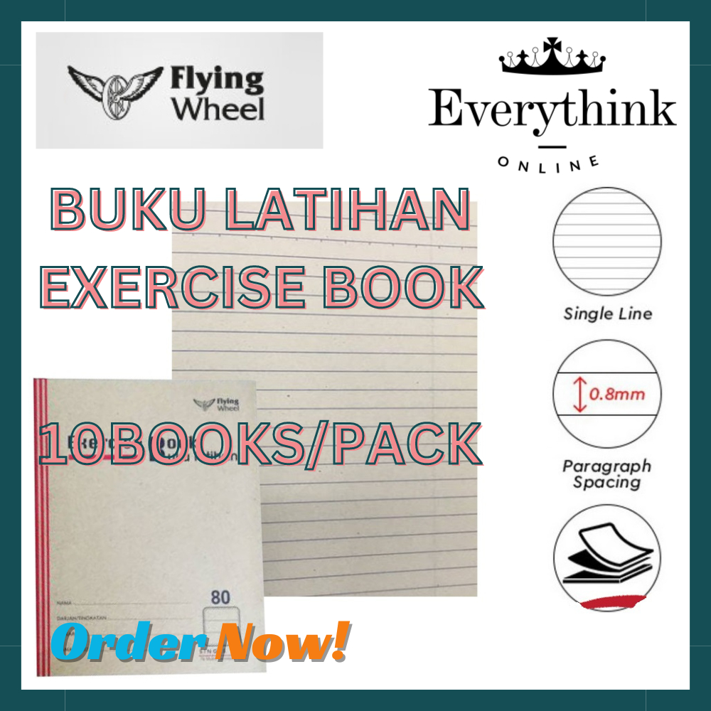 [10BOOKS/PACK] FLYING WHEEL F5 EXERCISE BOOK BUKU LATIHAN 80PGS DOUBLE ...