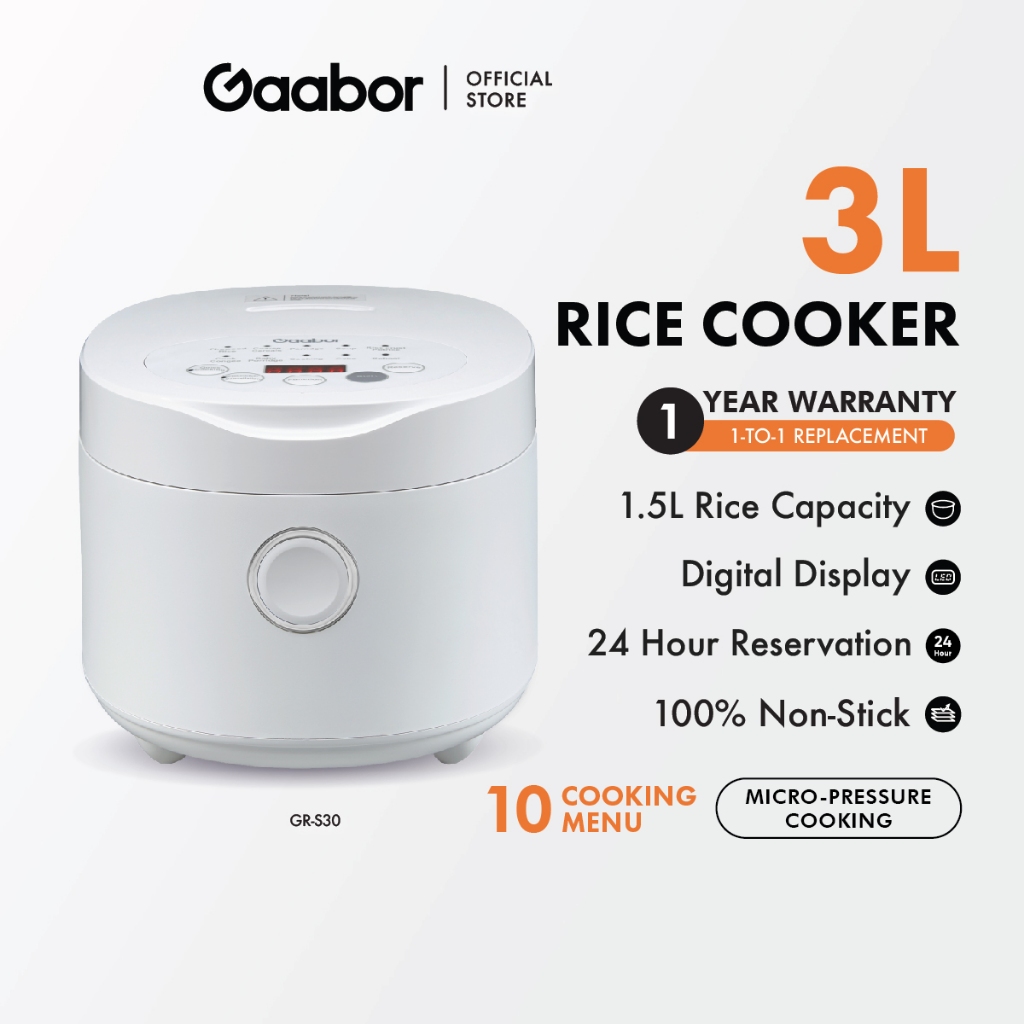 Gaabor Electronic Rice Cooker Inner Pot 24h Preset 10 Cooking Modes (3L
