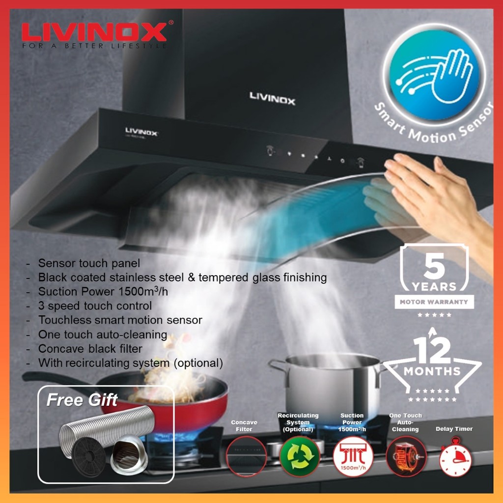 LIVINOX LCH-ROCK-X-90BL LCH-STONE-90BL LCH-NITE-90BL Slanted Chimney ...