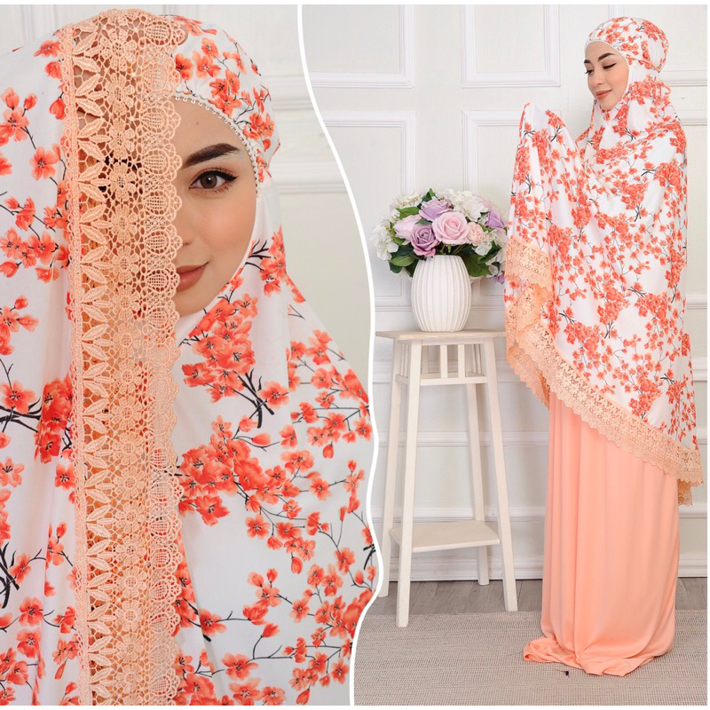 telekung foral lace Telekung corak lace Telekung 2 Lace Telekung lace ...