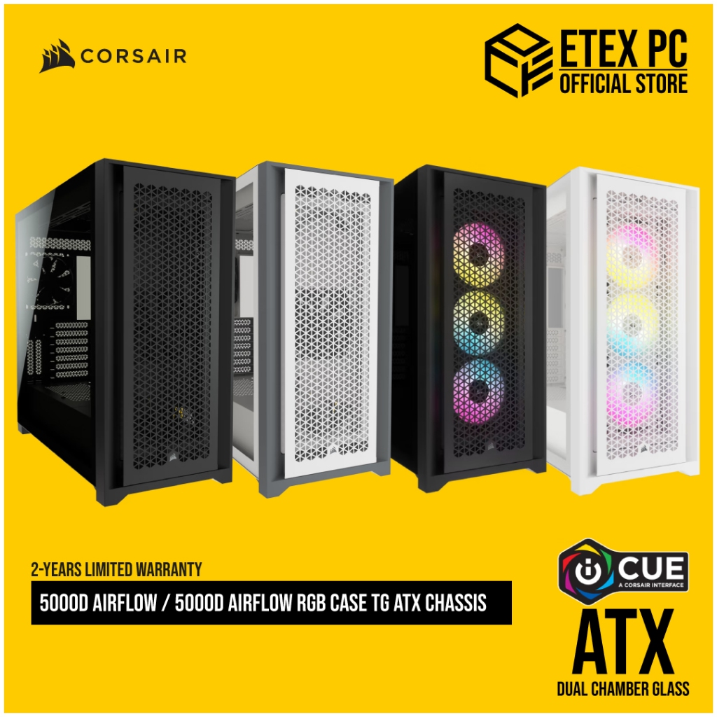 CORSAIR 5000D Airflow / 5000D Airflow RGB Case TG ATX Chassis - Black ...