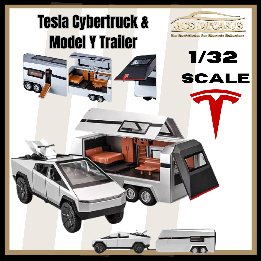 1/32 TESLA CYBERTRUCK Pickup Truck Con Camper Die Cast Giocattolo Per