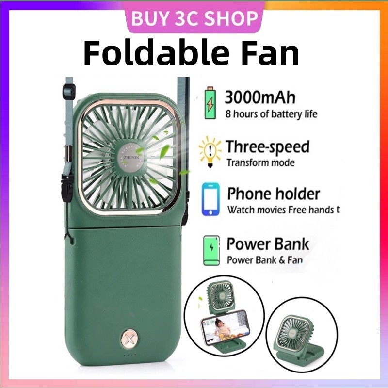 3000MHA Mini Fan Multifunctional foldable fan Portable Handheld Mini ...