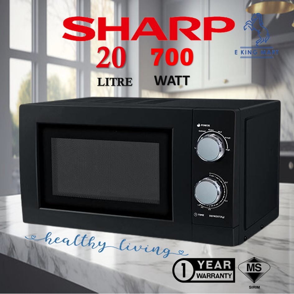 SHARP R219EK MICROWAVE OVEN 20L LITER 700 WATT 6 POWER LEVEL BLACK