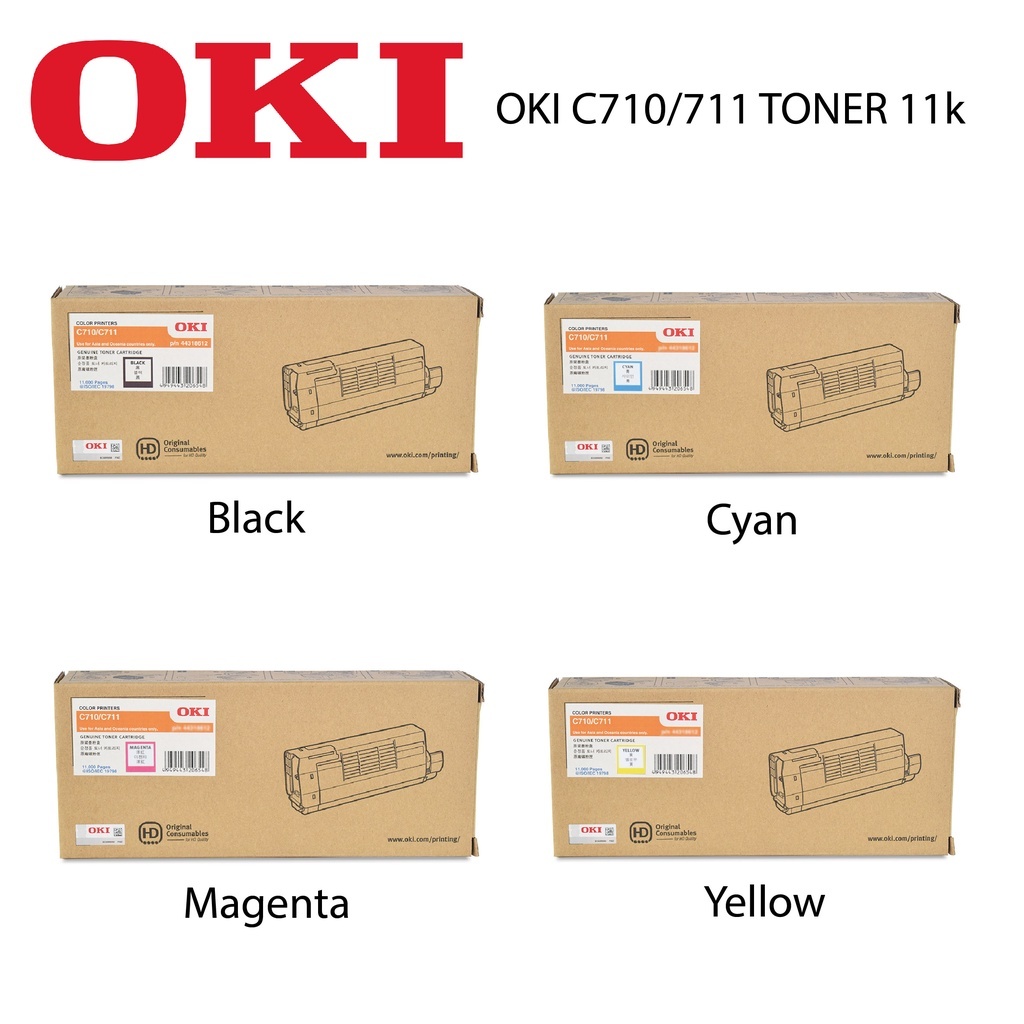 OKI C710/C711 Black/Cyan/Magenta/Yellow 11K Toner Cartridge (Original ...