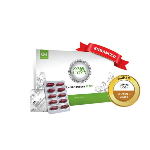 Eternal Wise Tiox-C L-Glutathione Plus with Vitamin C Skin Whitening  Radiant & Liver Health [90 Vegecaps]