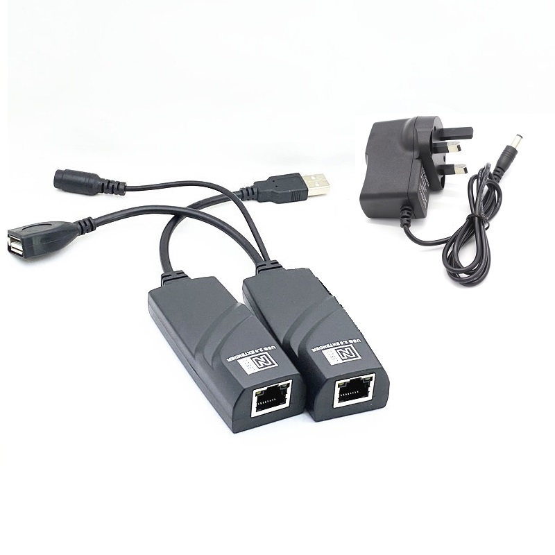 USB 2.0 Extender 100M to RJ45 Over Cat5 Cat5E Cat6 , USB Ethernet ...