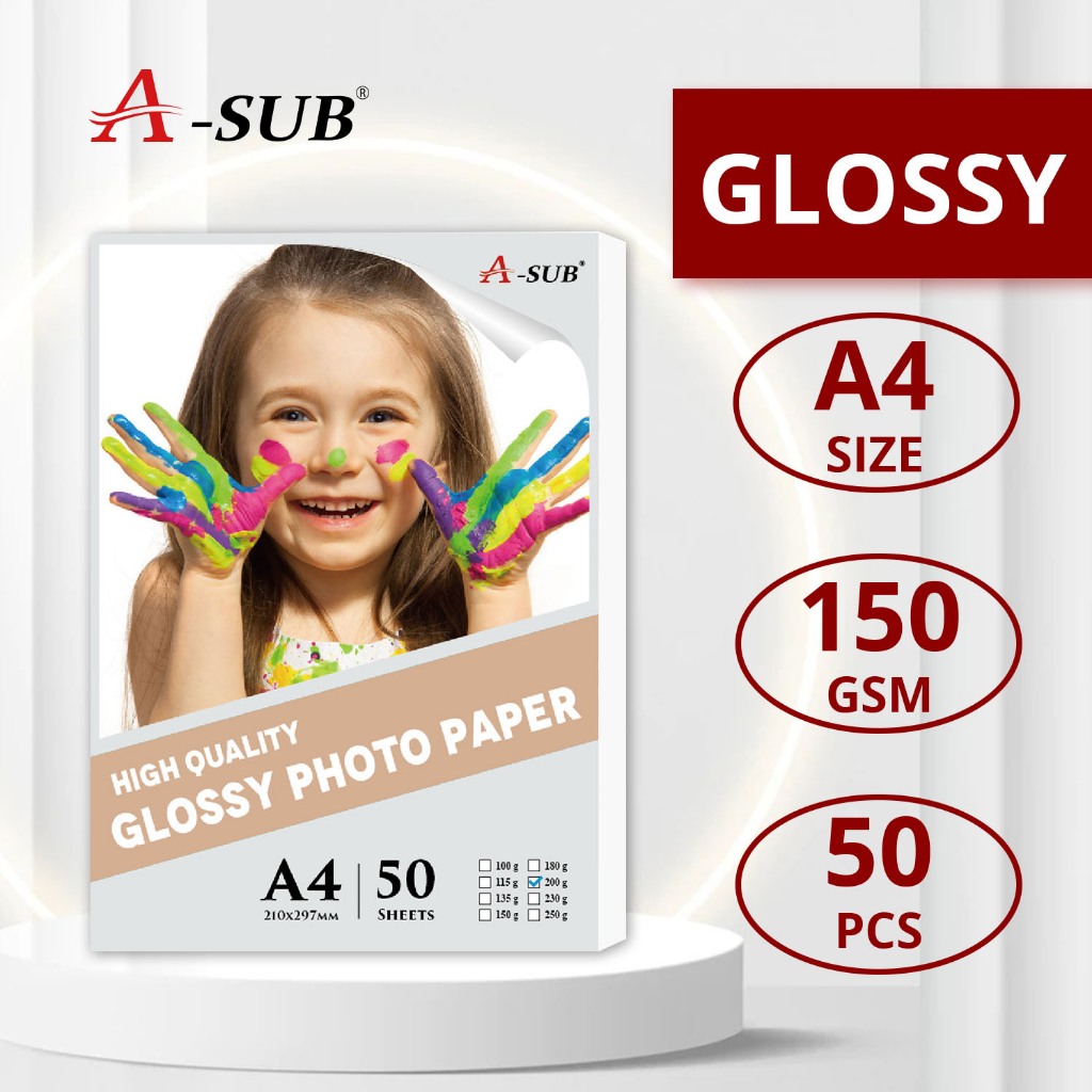 【Fast Dry】ASUB Glossy Photo Paper 150gsm Photograph Printing A4 Size