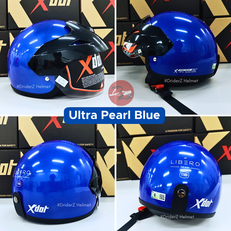 (FREE RAINBOW VISOR ) XDOT G118 Libero Plain Half Helmet Vespa Scooter Helmet Cruiser Separuh 1