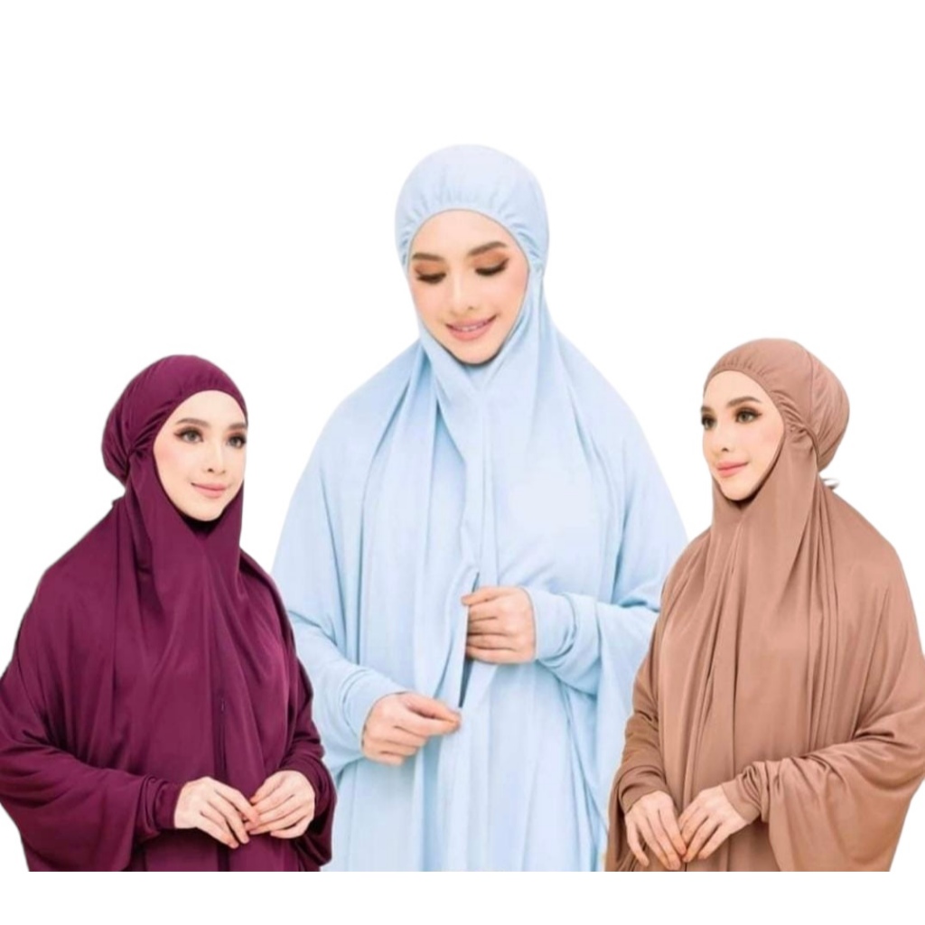 Haji Umrah Plain Mini Telekung Cotton Viscose Zip-Pocket, Telekung Shja ...