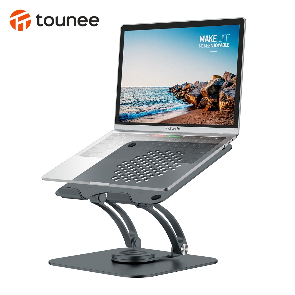 TOUNEE Swivel Laptop Stand for Desk, Adjustable Computer Stand Laptop ...