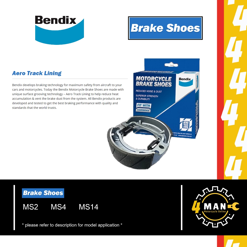 Bendix Motorcycle Brake Shoes - Yamaha LC135, Lagenda, RXZ, Honda Wave ...