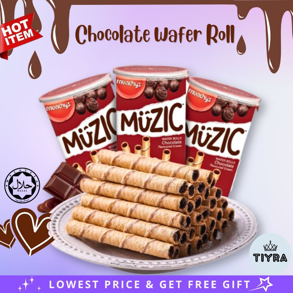 Munchys Muzic Wafer Rolls Chocolate Yummy Biscuits Roll 85g No1