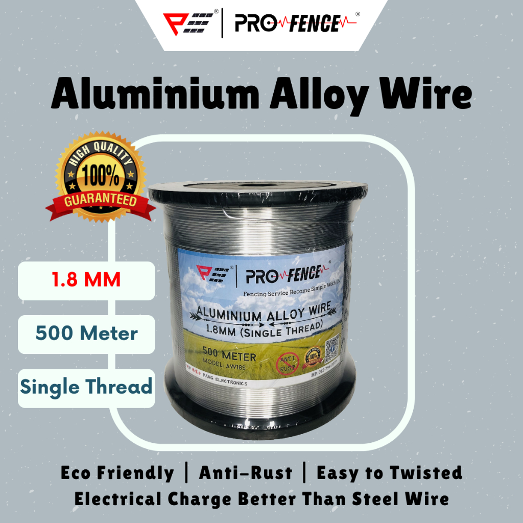 Pro Fence Aluminium Alloy Wire 1.8MM Single Thread 500 Meter Electric ...