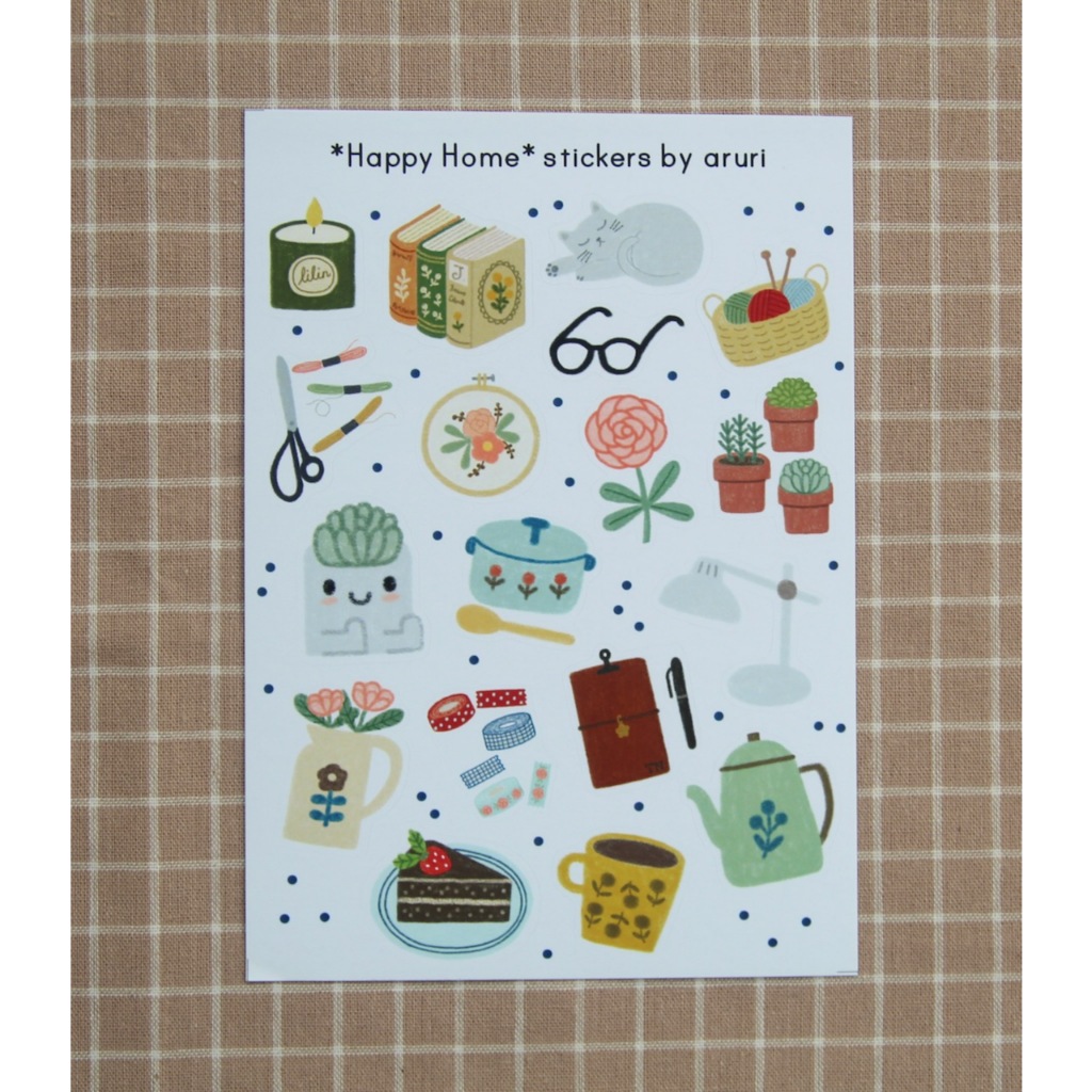 Cute Kawaii Sticker Sheets Happy Home 2– Journaling Stickers – Gift ...