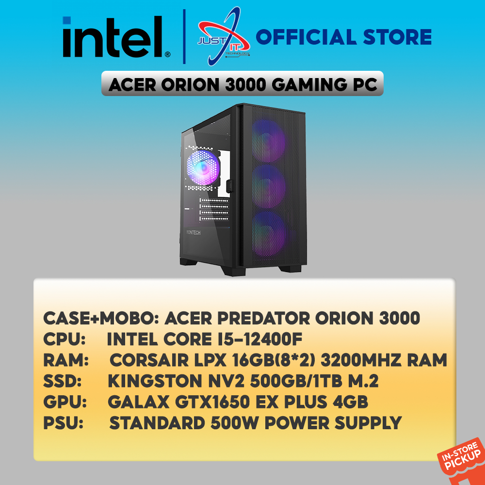 Just It Intel Predator Orion Gaming PC Package (I5-12400F/16GB/500GB ...