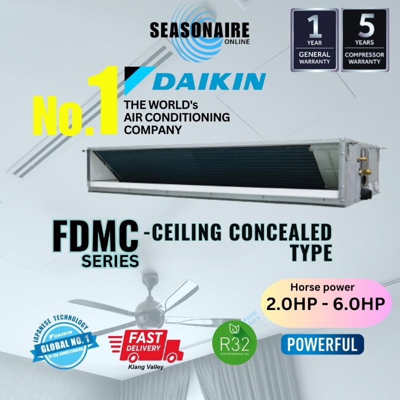 DAIKIN CEILING CONCEALED NON INVERTER TYPE AIR COND R32 FDMC-SERIES ...