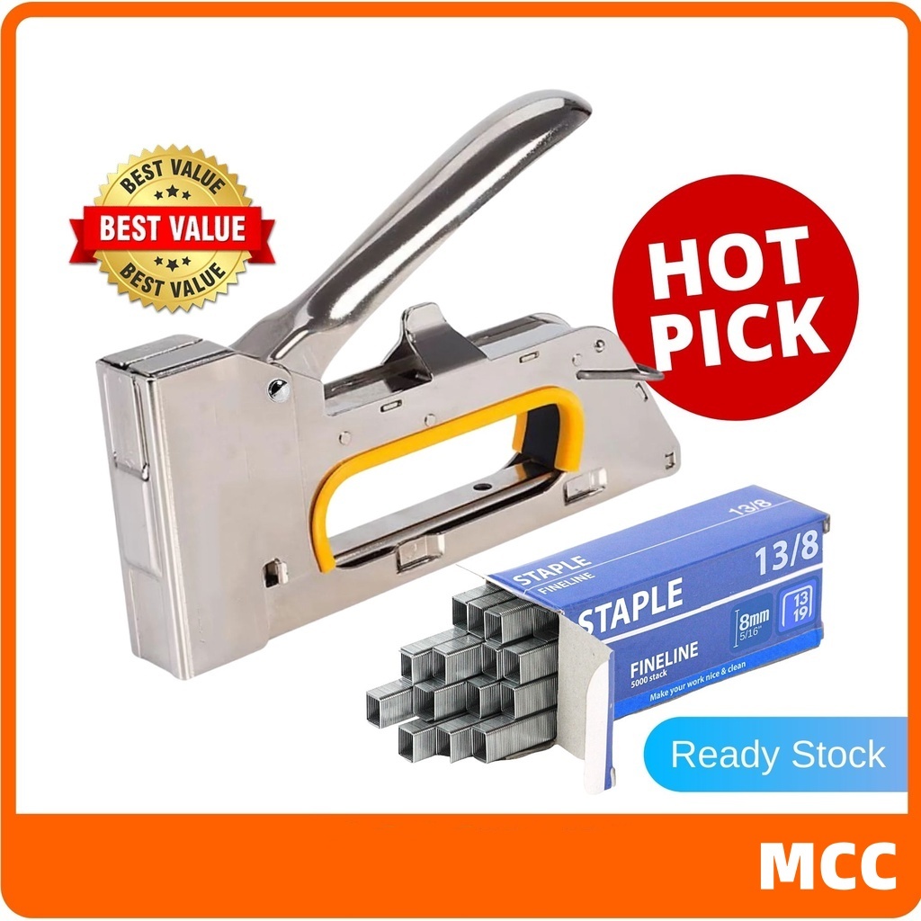 MCC Heavy Duty Tacker Staple Gun 6/8mm Stapler ( Silver ) 23 订书机枪 ...
