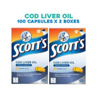 Scott's Cod Liver Oil 315mg 100 Capsules x 2 Boxes (TWIN) EXP:08/2025 ...