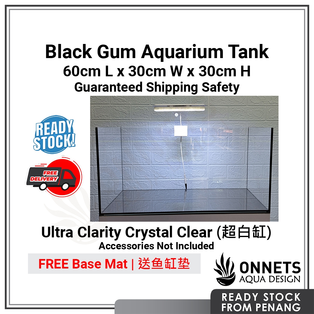 60x30x30(cm) Black Gum Ultra Crystal Clear CC Aquarium Planted ...