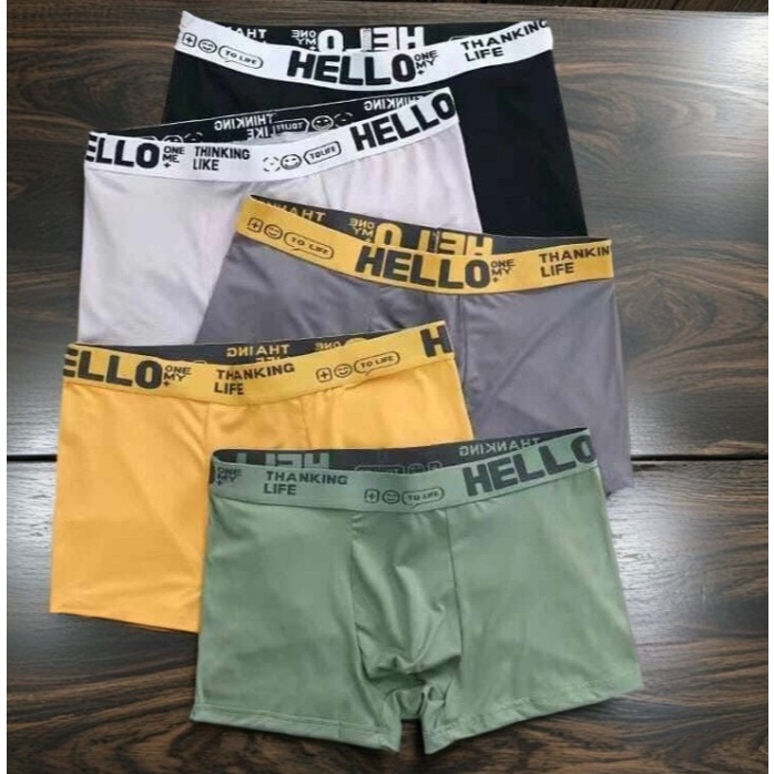 Hello Boxer Men's Boxer Cotton 5In1 Set underwear Men Lelaki Seluar ...