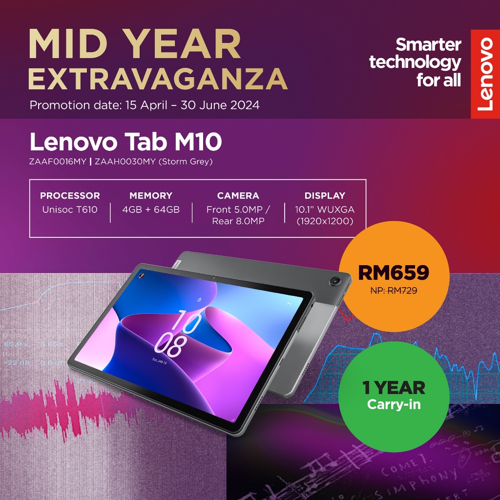 LENOVO TB-328XU Tab M10 3rd Gen ZAAF0016MY Storm Grey TABLET (Unisoc ...