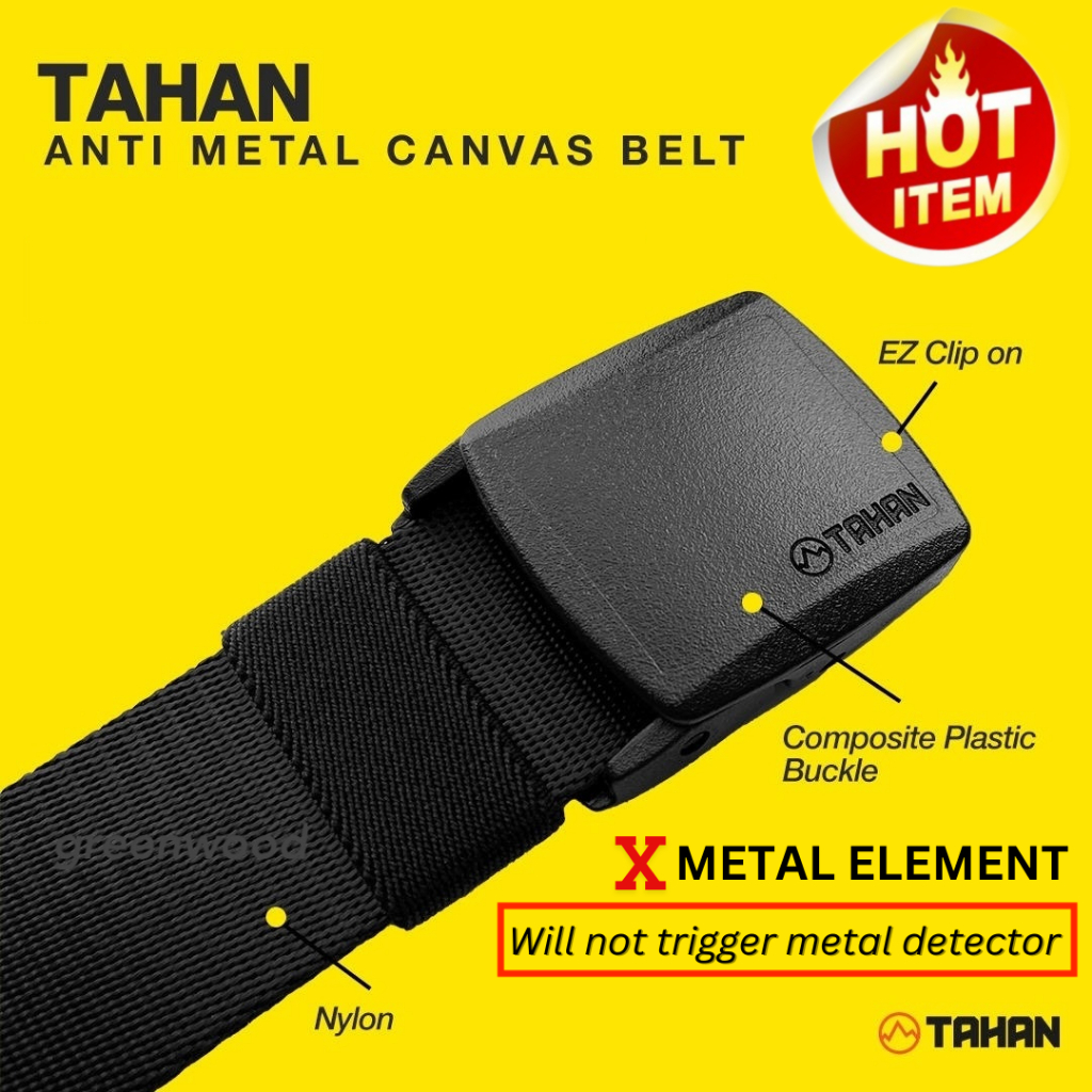 TAHAN Nylon Travel Belt Airport Friendly Anti Metal Wont trigger metal detector up 42 inch waist Shopee Malaysia
