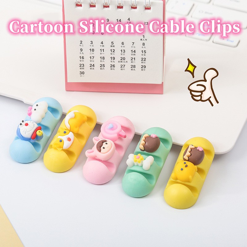 Cartoon Silicone Cable Clips Wire Winder Desktop Wire Storage Charger ...