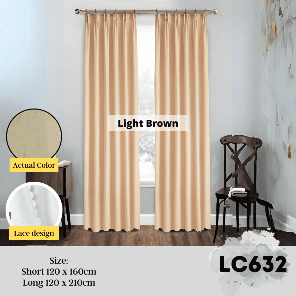 Plain Curtain Langsir Tingkap Pintu Bilik Dapur Sliding Door Murah Hook ...