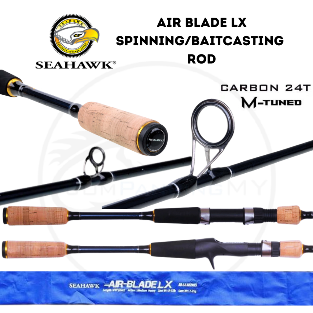 Seahawk Air Blade LX Spinning Baitcasting Fishing Rod Incl Hard Paper ...