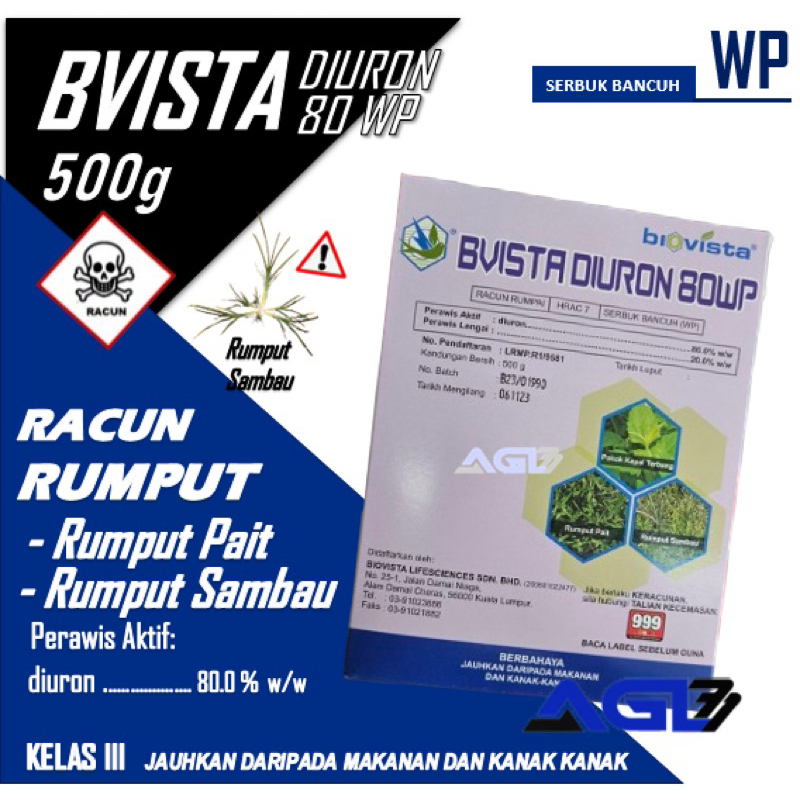 500gm Bvista Diuron 80wp Racun Sambau Darat Macam Hextar Diuron