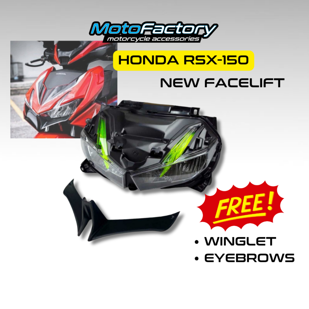 HONDA RSX150 RSX HEAD LAMP NEW FACELIFT FREE WINGLET & EYEBROWS LENS # ...