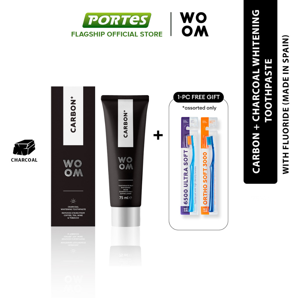 WOOM - CARBON+ Charcoal Whitening Toothpaste w/ Fluoride (Made in Spain ...