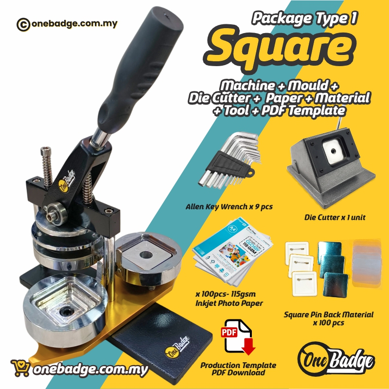 6 in 1 Square Button Badge Machine Package-50mm x 50mm | Square Fridge ...