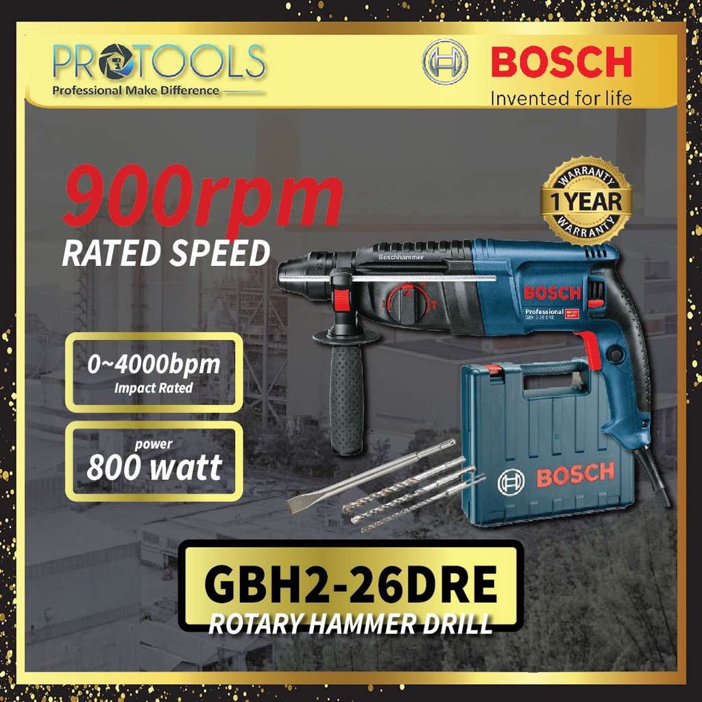 BOSCH GBH2-26DRE CORDED ROTARY HAMMER DRILL 800W | GBH 2-26 DRE | 3 ...