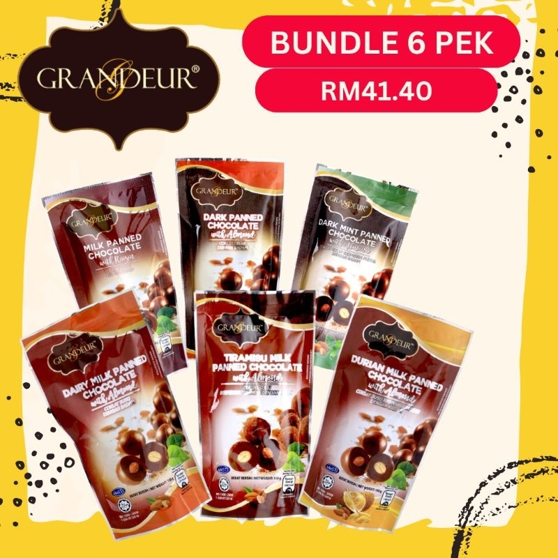 [COMBO SET] GRANDEUR Assorted Panned Chocolate 100g COMBO SET OF 6 ...