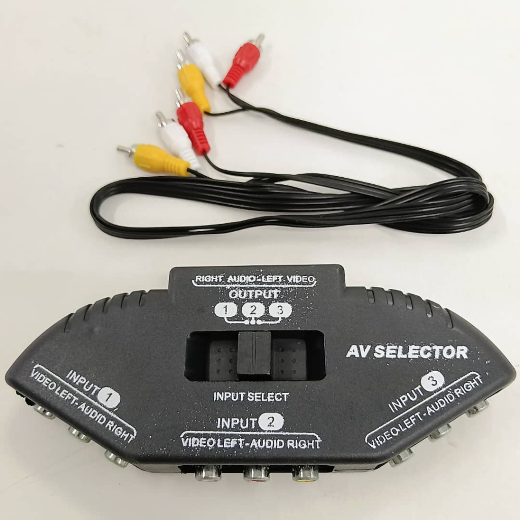 3 way RCA Tambahan soket port Splitter AV Switch box RCA Video cord ...