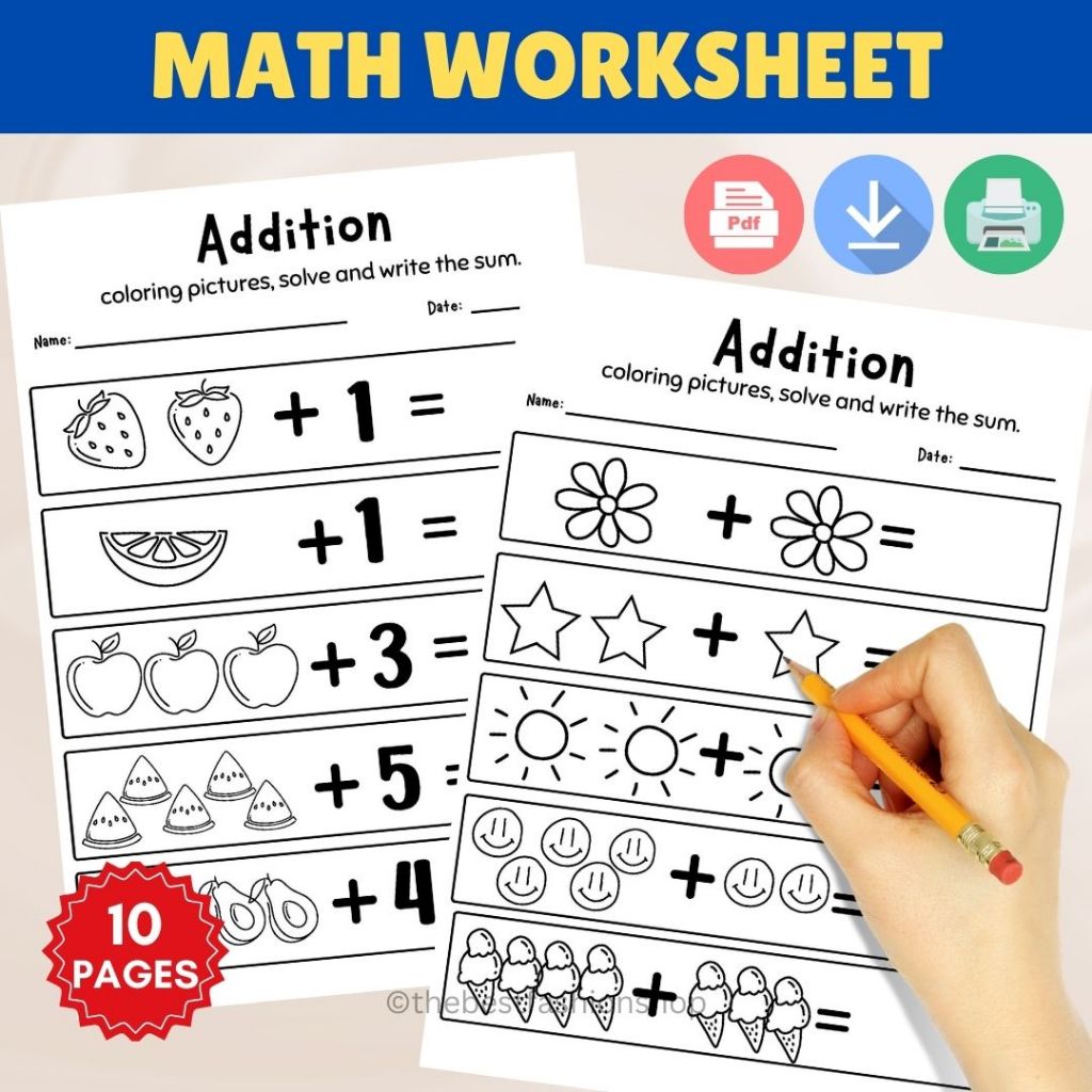 A004 [Softcopy PDF] Kindergarten Math Printable Worksheet Activity ...