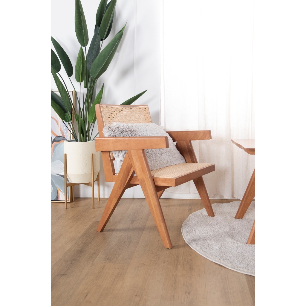MODA Velentina Rattan Accent Chair, Solid Rubberwood Rattan Lounge ...