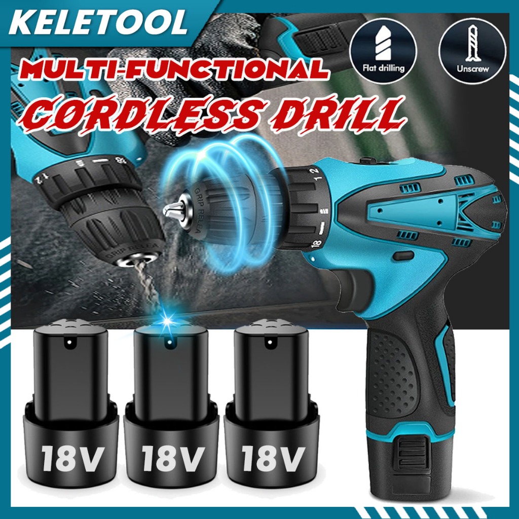 4000RPM Cordless drill portable drill set mesin drill 18VBaterai ...