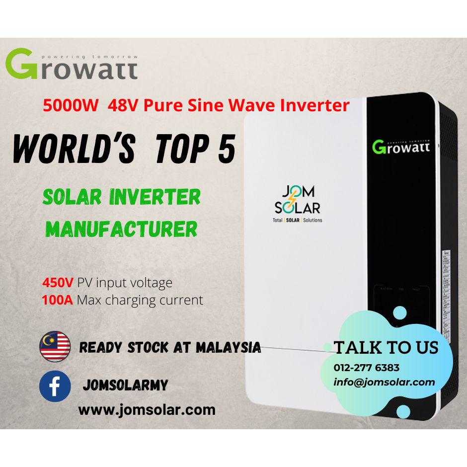 Growatt SPF 5000 ES 5kW 5000W Pure Sine Wave Solar Inverter c/w 100A ...