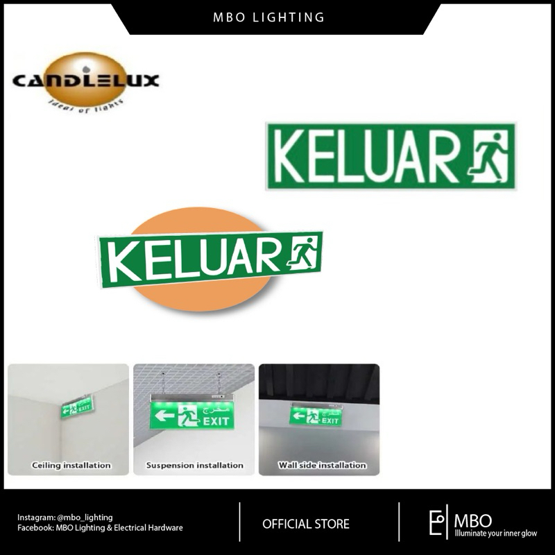 Candlelux CKS38P LED SelfContained Emergency Keluar Sign / Surface