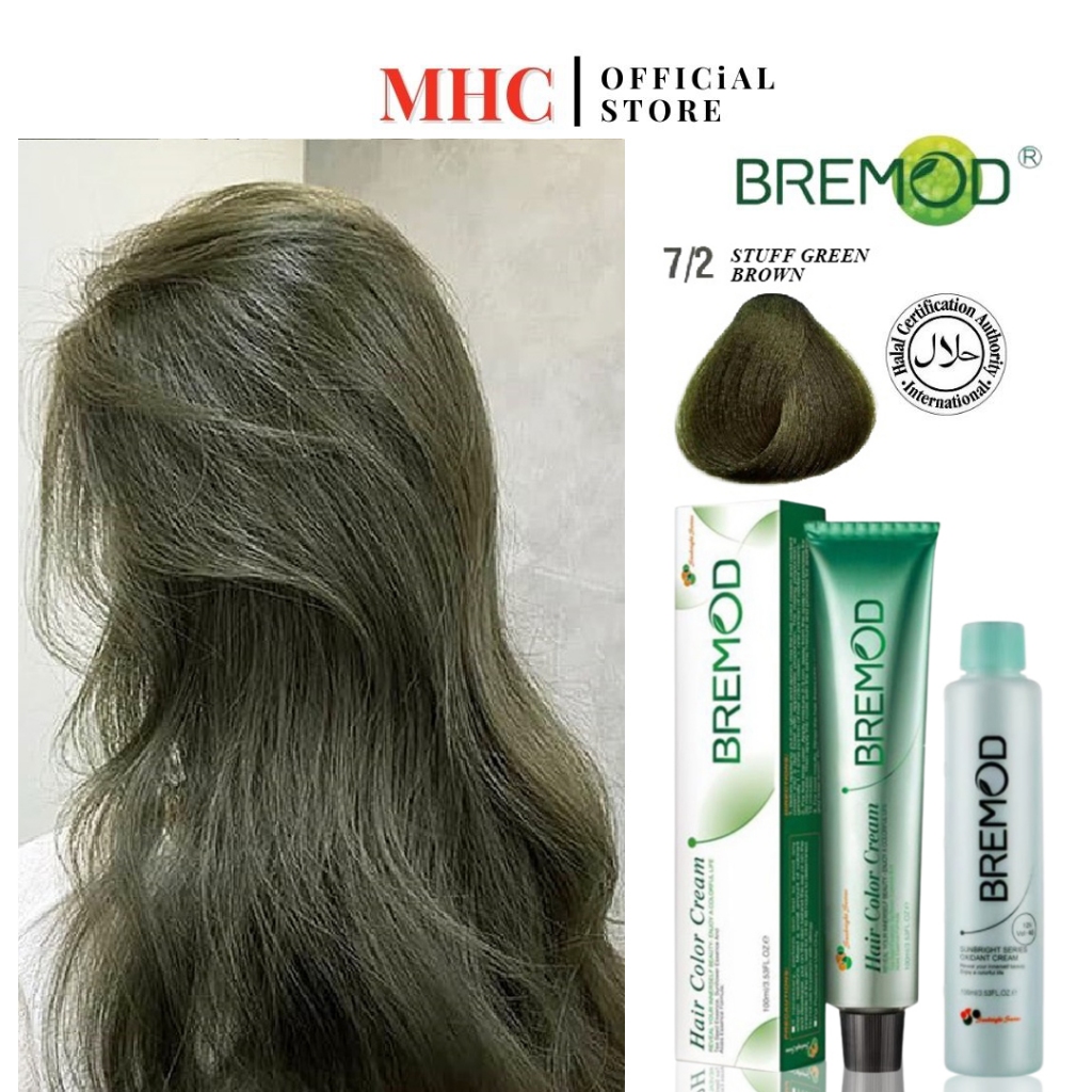 [HALAL] BREMOD Avocado Green 7/2 Professional Use Hair Color Dye Cream 100ml | Shopee Malaysia
