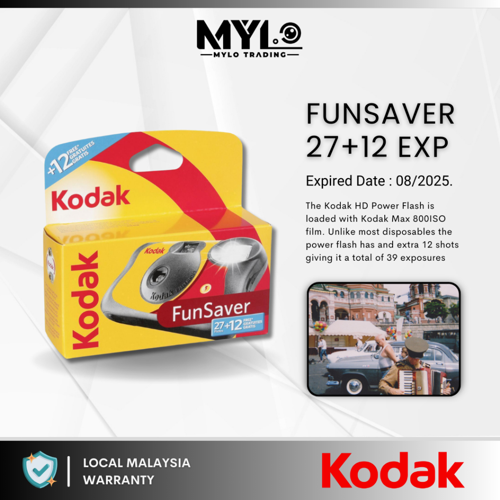 Kodak FunSaver 27 Exposures & Fun Saver 27+12 Exposures & Power Flash Single Use One Time