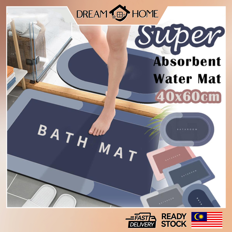 Absorbent Diatom Mud Pad Bathroom non slip carpet Kitchen Toilet Non-Slip Bath Pad | Shopee Malaysia