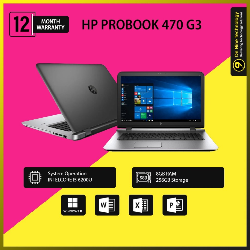 USED ORIGINAL HP PROBOOK 470 G3 / WINDOWS / i5-6200U / 8GB RAM / 256GB ...