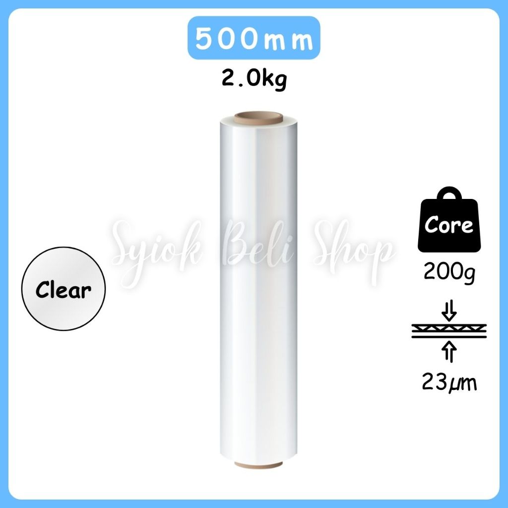 500mm Stretch Film Clear Black 2.2kg 2kg 1.8kg 23/30mic Plastic ...