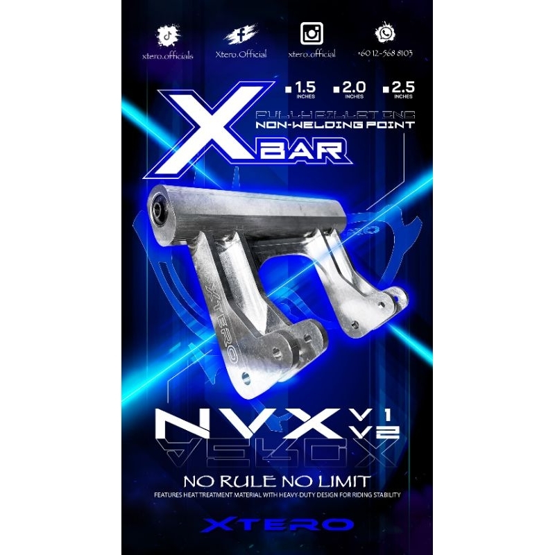 XTERO EXTENDER BAR NVX V1 V2 EXTEND ENGINE ARM YAMAHA NVX AEROX 155 ...