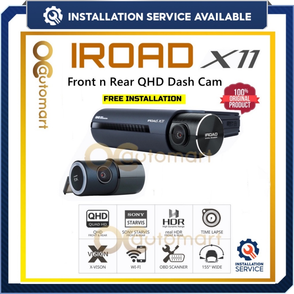 IROAD X11 64GB Front n Rear QHD 2K Dash Cam Dual Channel Sony Starvis ...